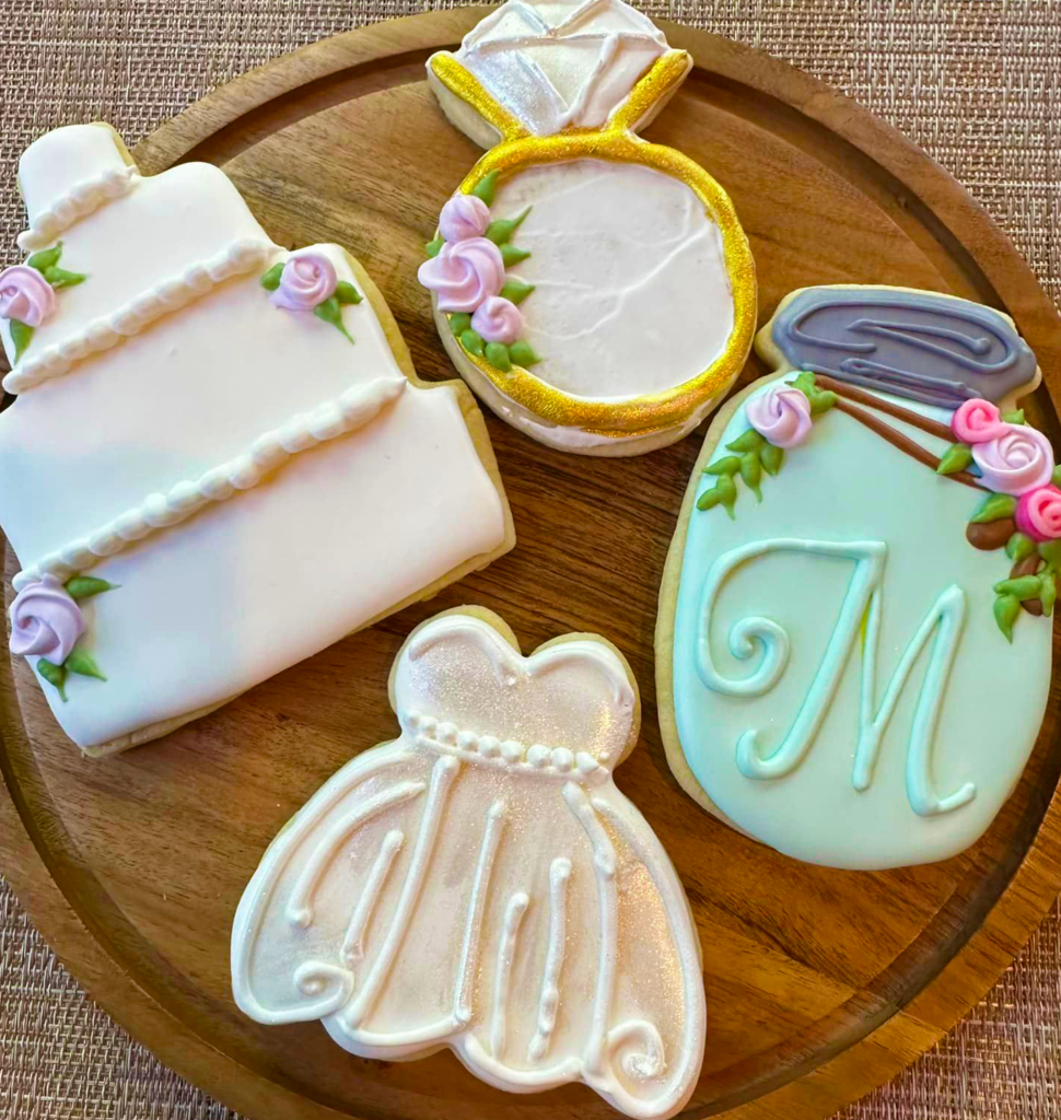 Wedding Cookies - Ring, Dress, Birthday cake - Sugar and Almond cookie.  Wedding themed cookies.