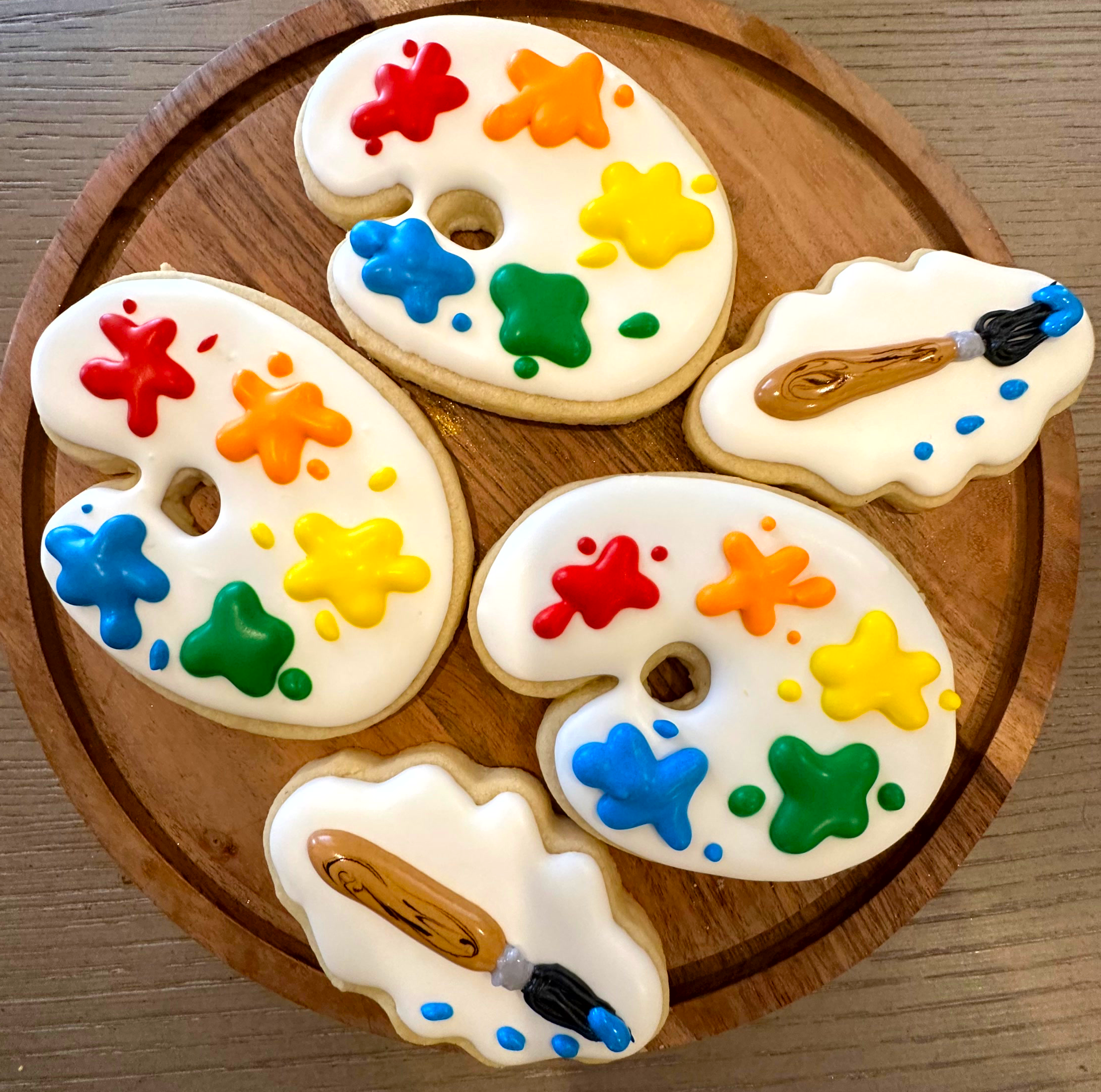 Paint Pallet cookies and paint brush cookies